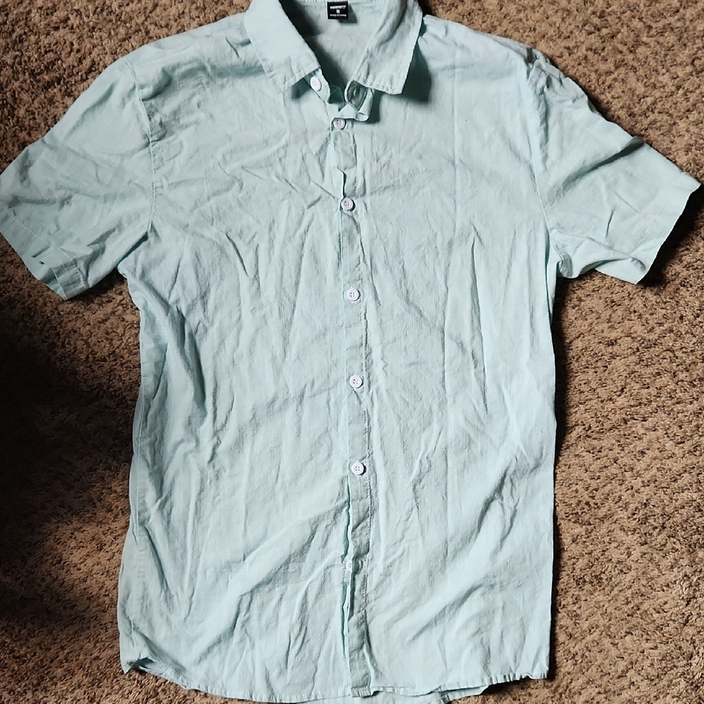 MANFINITY Men's Aqua Short Sleeve Shirt